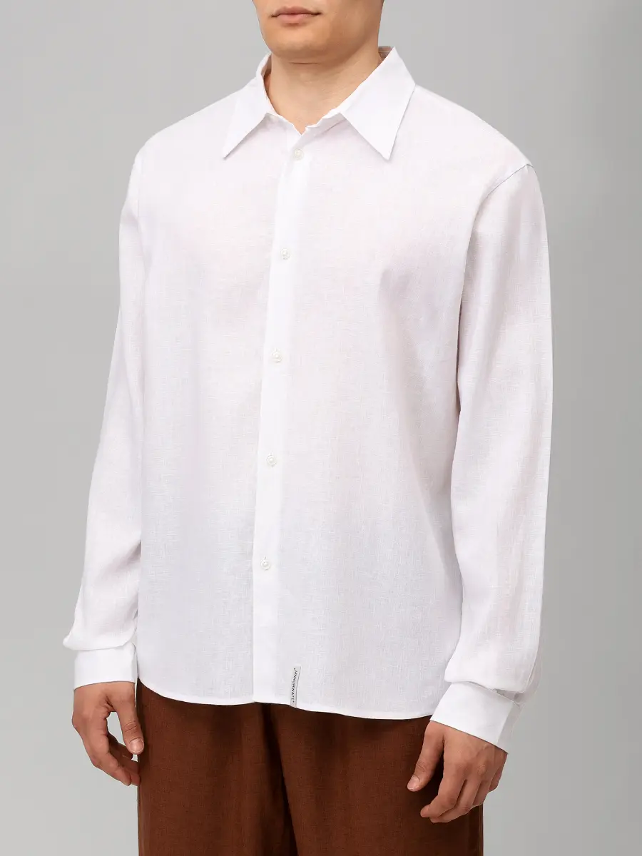Рубашка изо льна и вискозы HINNOMINATE HMABM01549 BIANCO Белый  Фото 4