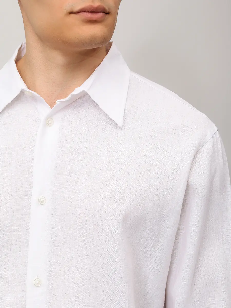 Рубашка изо льна и вискозы HINNOMINATE HMABM01549 BIANCO Белый  Фото 5