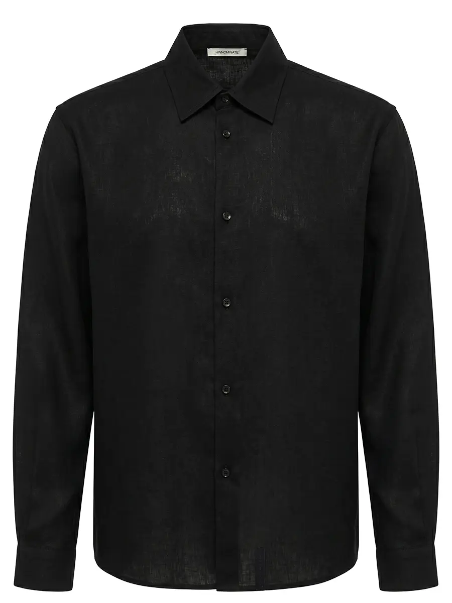Рубашка изо льна и вискозы HINNOMINATE HMABM01549 NERO Черный 