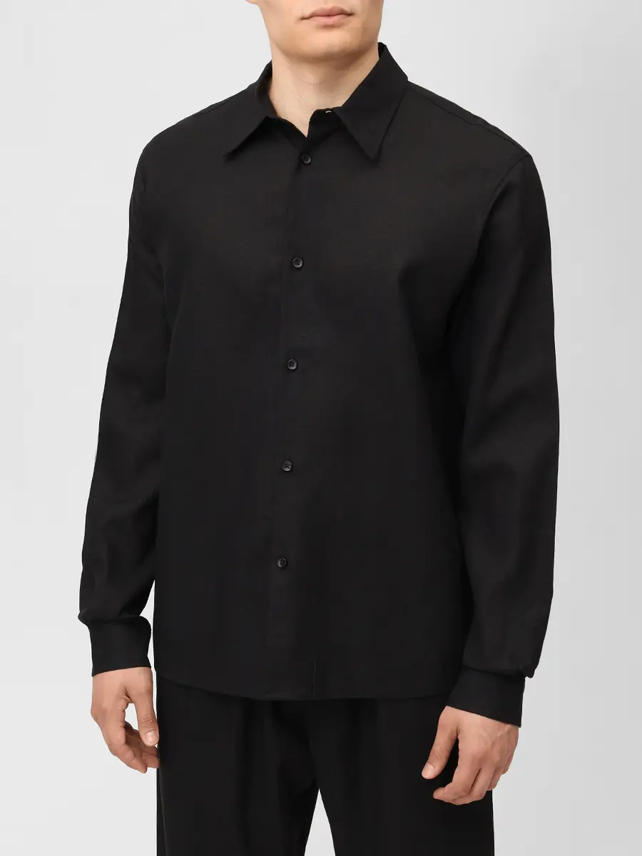 Рубашка изо льна и вискозы HINNOMINATE HMABM01549 NERO Черный  Фото 4