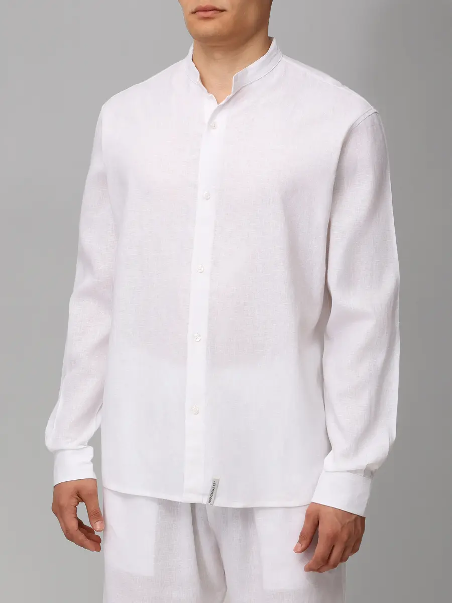 Рубашка изо льна и вискозы HINNOMINATE HMABM01550 BIANCO Белый  Фото 4