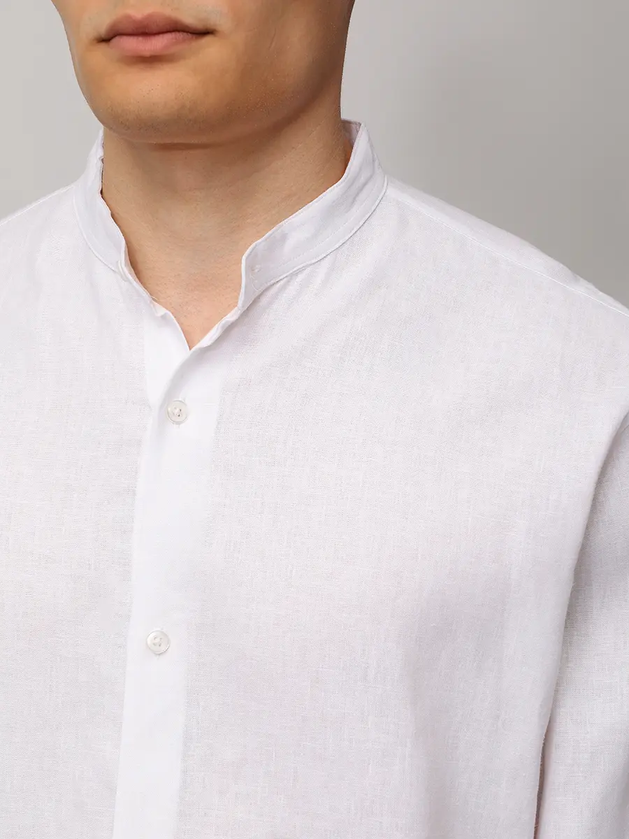 Рубашка изо льна и вискозы HINNOMINATE HMABM01550 BIANCO Белый  Фото 5