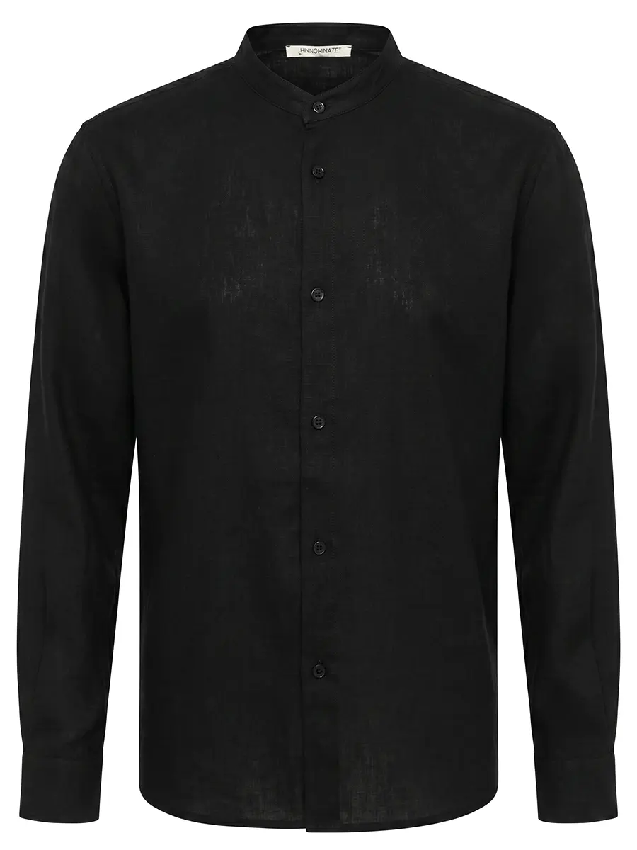 Рубашка изо льна и вискозы HINNOMINATE HMABM01550 NERO Черный 
