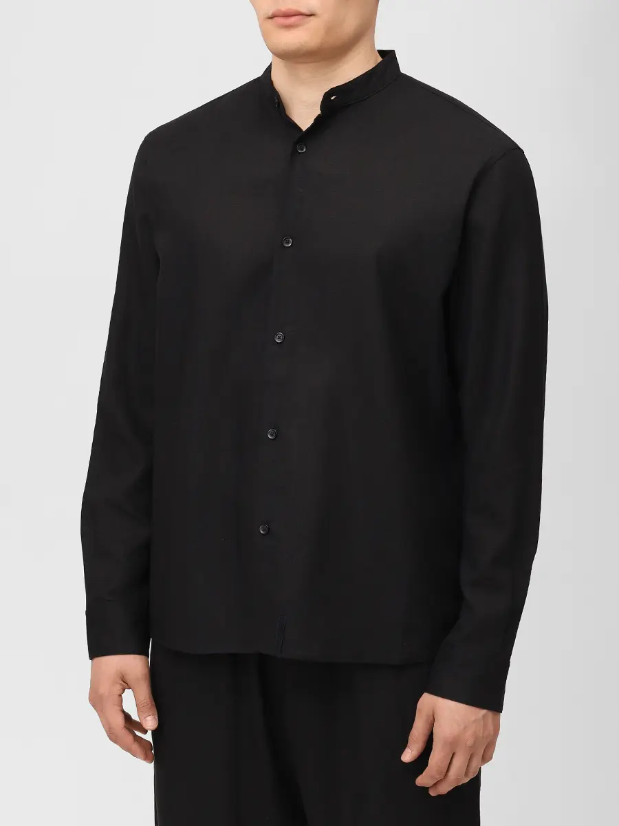 Рубашка изо льна и вискозы HINNOMINATE HMABM01550 NERO Черный  Фото 4