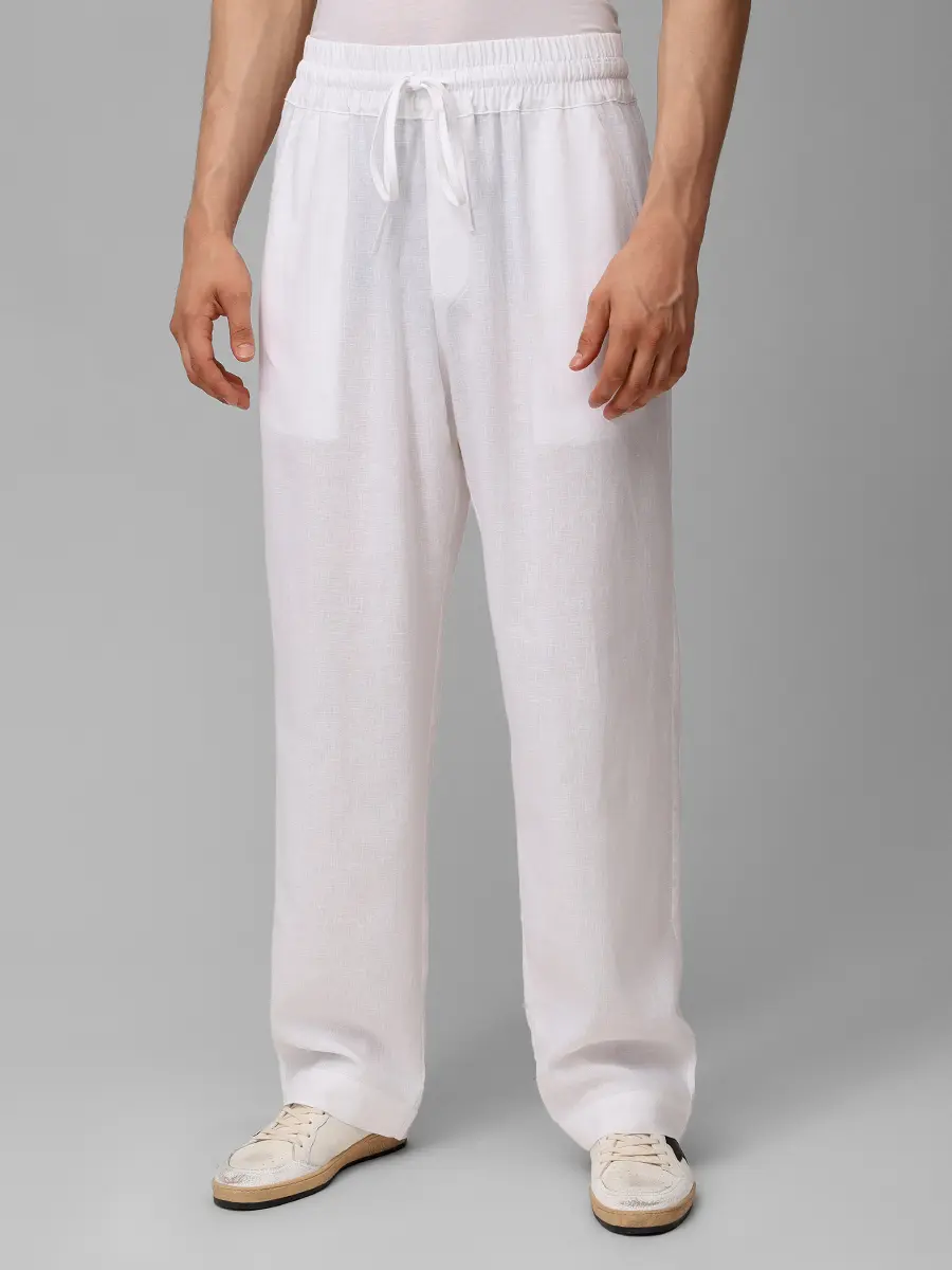 Брюки изо льна и вискозы HINNOMINATE HMABM01552 BIANCO Белый  Фото 4