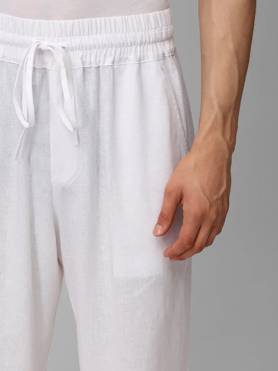Брюки изо льна и вискозы HINNOMINATE HMABM01552 BIANCO Белый  Фото 5