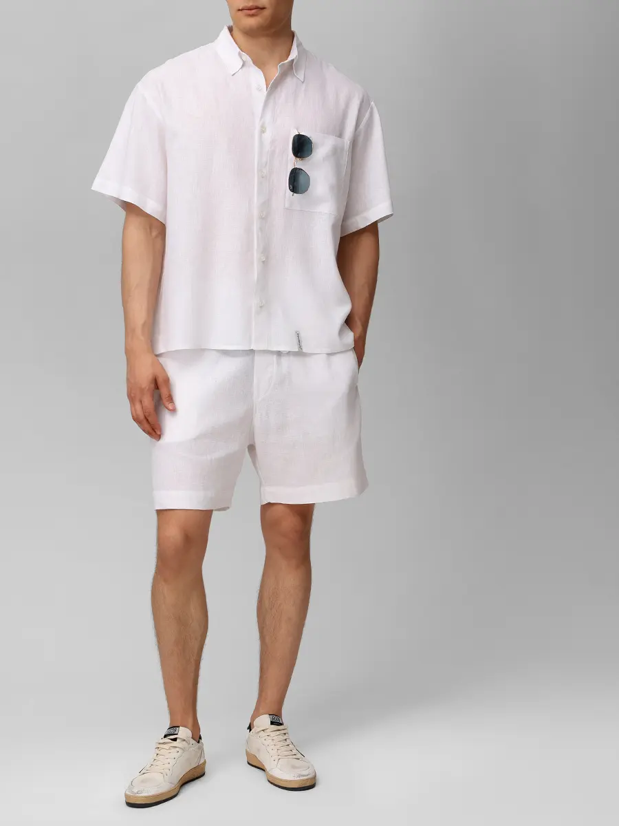 Рубашка изо льна и вискозы HINNOMINATE HMABM01556 BIANCO Белый  Фото 2