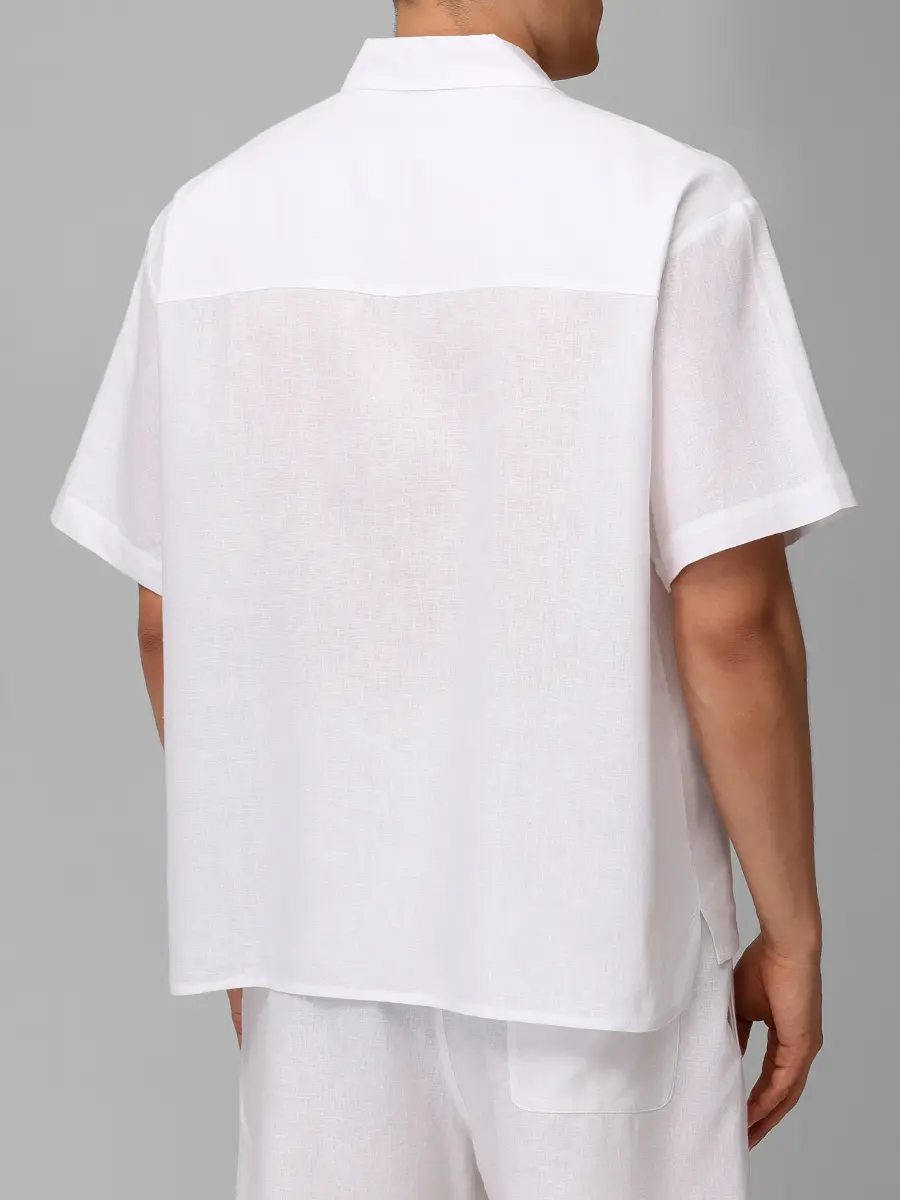 Рубашка изо льна и вискозы HINNOMINATE HMABM01556 BIANCO Белый  Фото 3