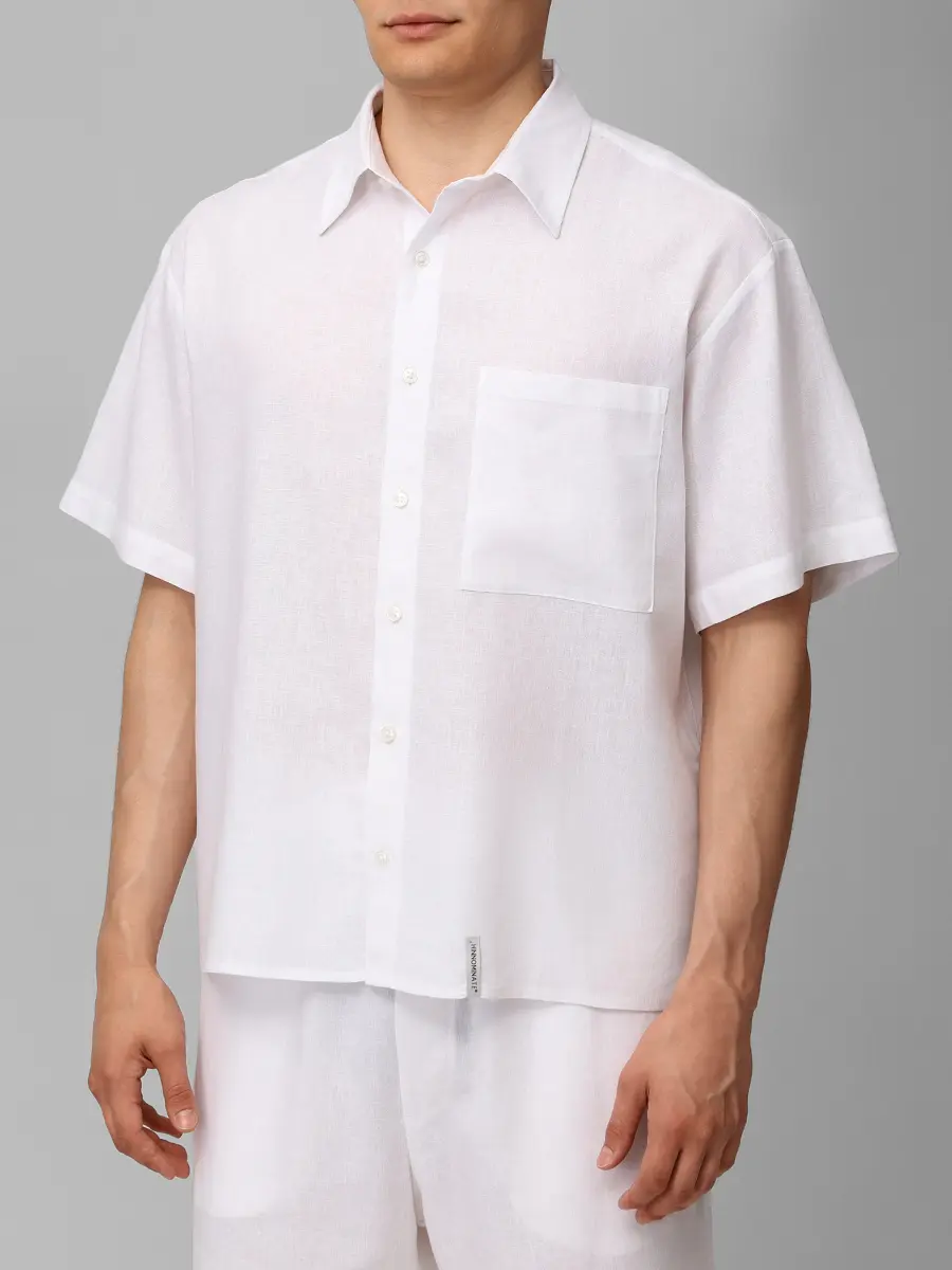 Рубашка изо льна и вискозы HINNOMINATE HMABM01556 BIANCO Белый  Фото 4