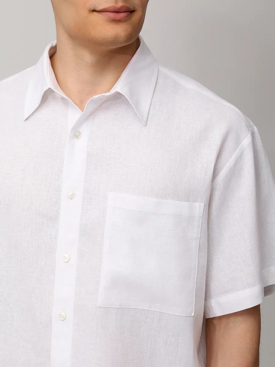 Рубашка изо льна и вискозы HINNOMINATE HMABM01556 BIANCO Белый  Фото 5