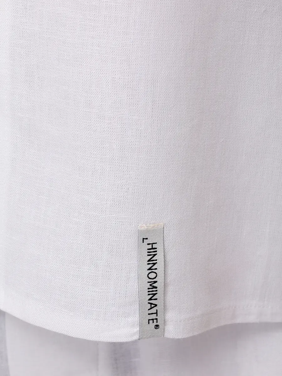 Рубашка изо льна и вискозы HINNOMINATE HMABM01556 BIANCO Белый  Фото 6