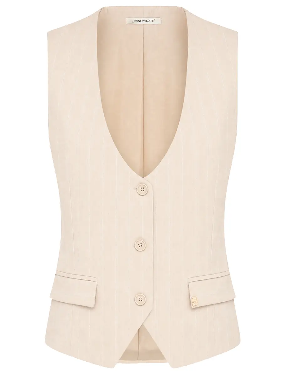 Жилет в полоску HINNOMINATE HMABW02561 BEIGE Бежевый 