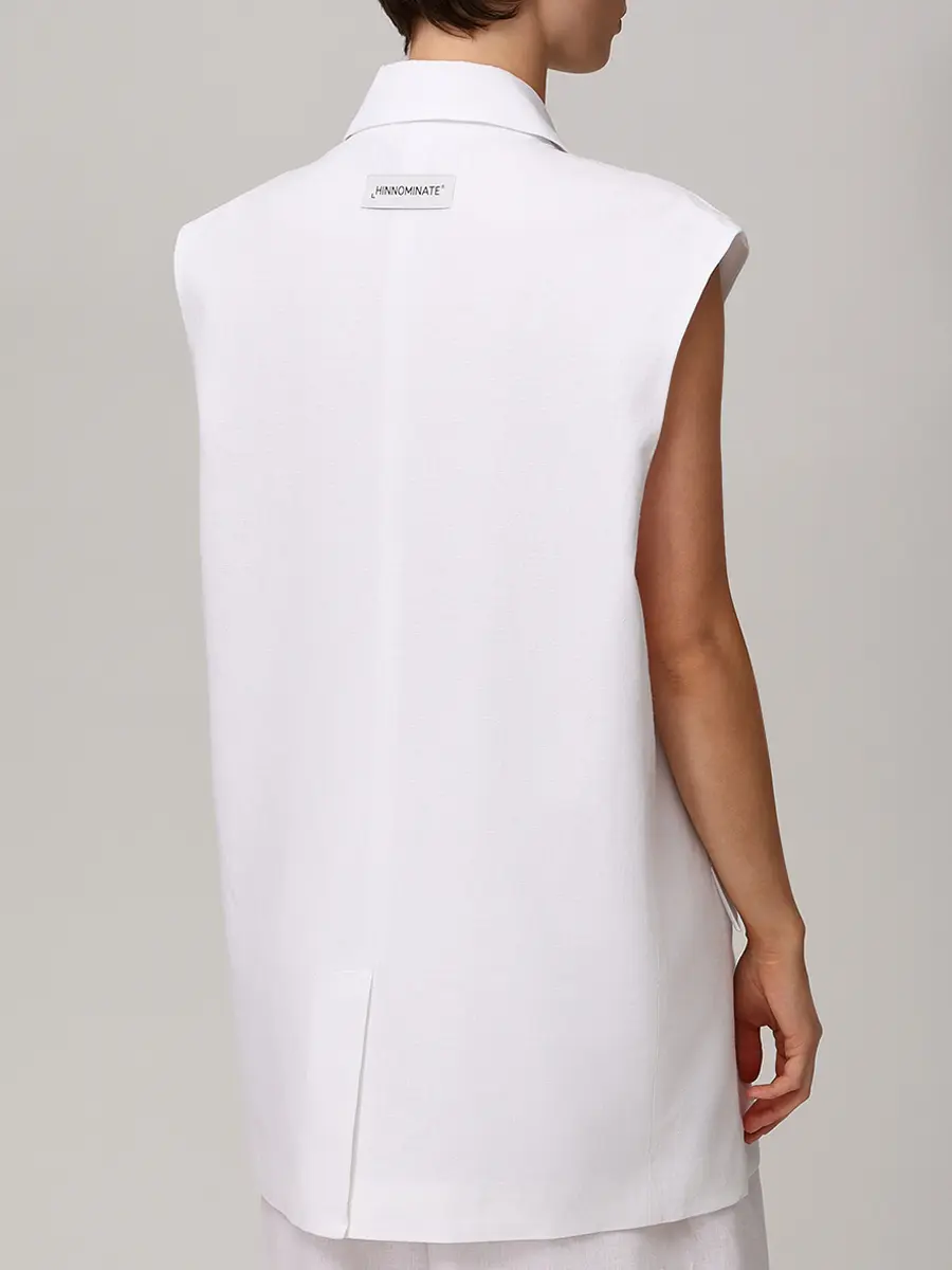 Жилет изо льна и вискозы HINNOMINATE HMABW02626 BIANCO Белый  Фото 3