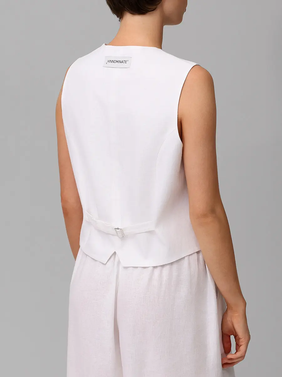 Жилет изо льна и вискозы HINNOMINATE HMABW02628 BIANCO Белый  Фото 3