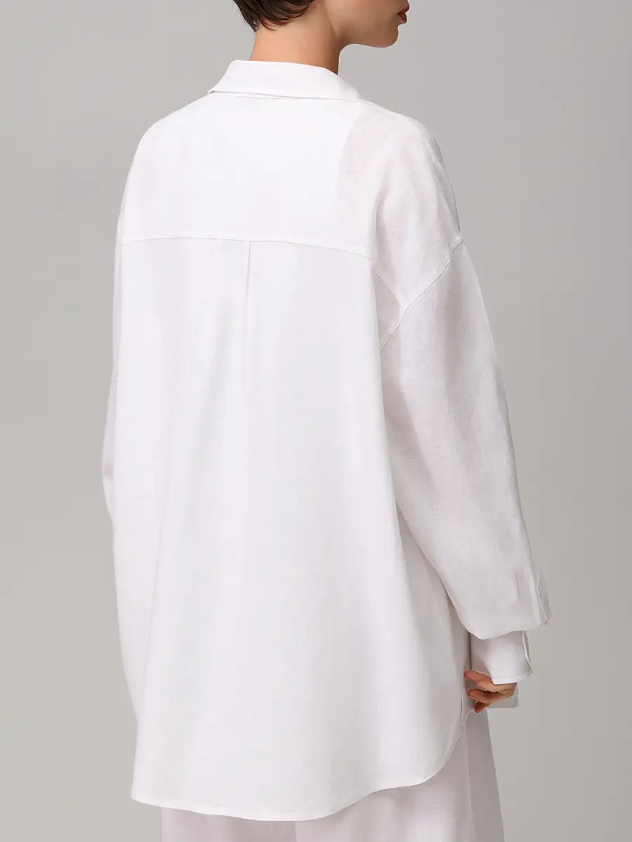 Рубашка изо льна и вискозы HINNOMINATE HMABW02631 BIANCO Белый  Фото 3