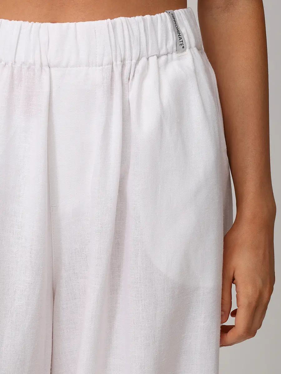 Брюки изо льна и вискозы HINNOMINATE HMABW02641 BIANCO Белый  Фото 5