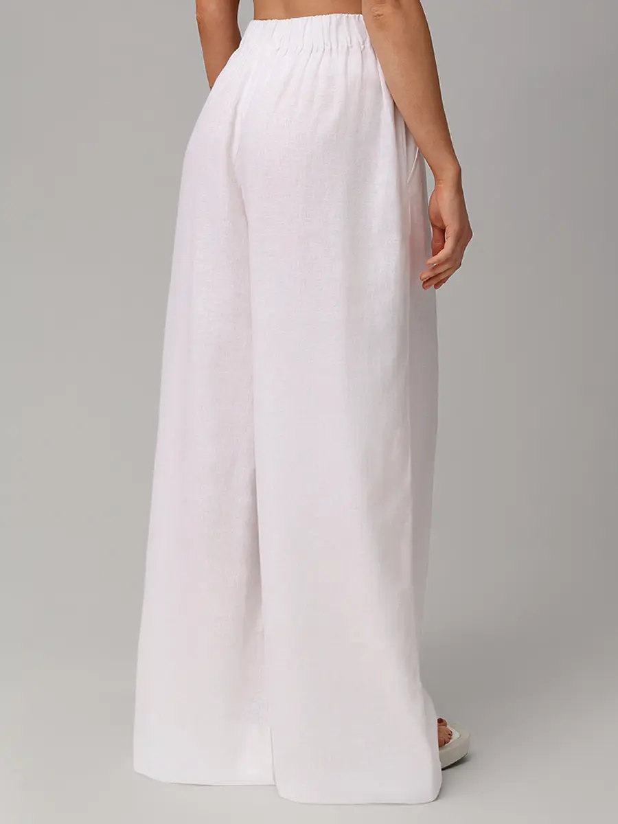Брюки изо льна и вискозы HINNOMINATE HMABW02641 BIANCO Белый  Фото 3