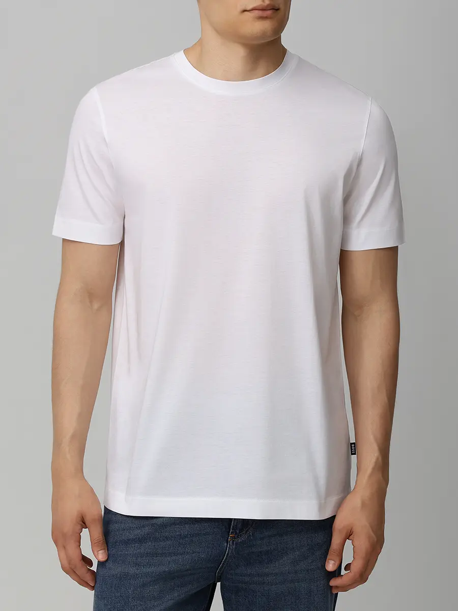 Футболка Slim Fit хлопковая BOSS 50468395/100 Белый  Фото 4
