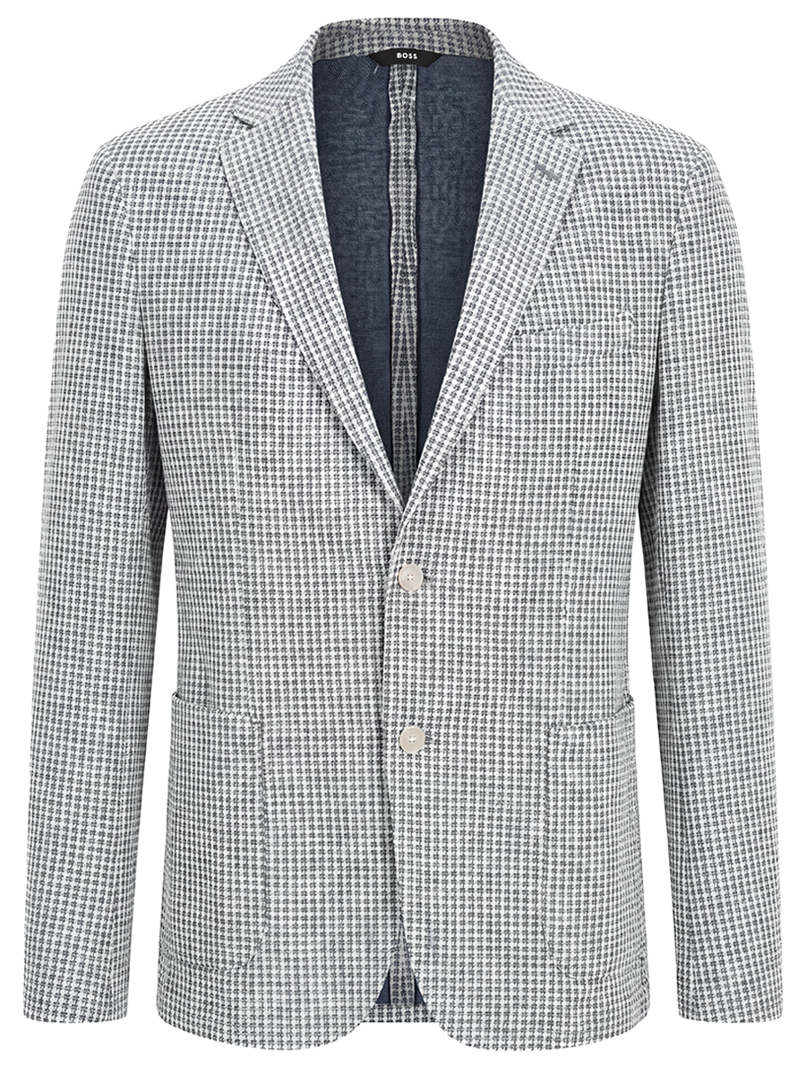 Пиджак Slim Fit из хлопка и льна BOSS