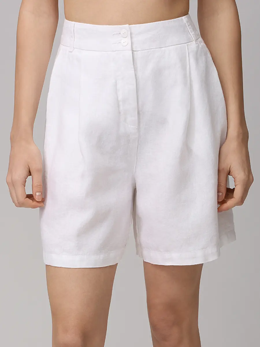 Шорты льняные 120% LINO 33ALIW29RS 0000476 050 Белый  Фото 4