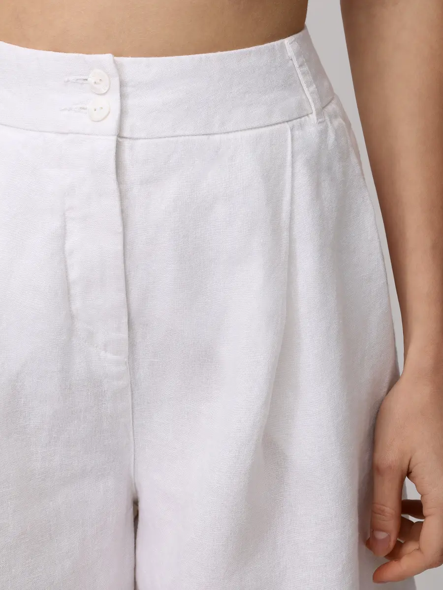 Шорты льняные 120% LINO 33ALIW29RS 0000476 050 Белый  Фото 5