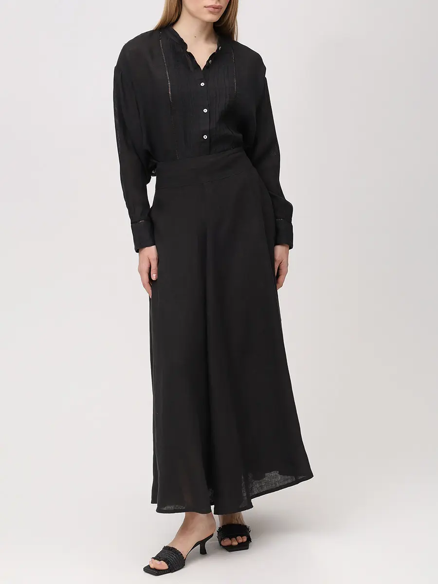 Юбка льняная 120% LINO 33ALIW59AF 000B317 065 Черный  Фото 2