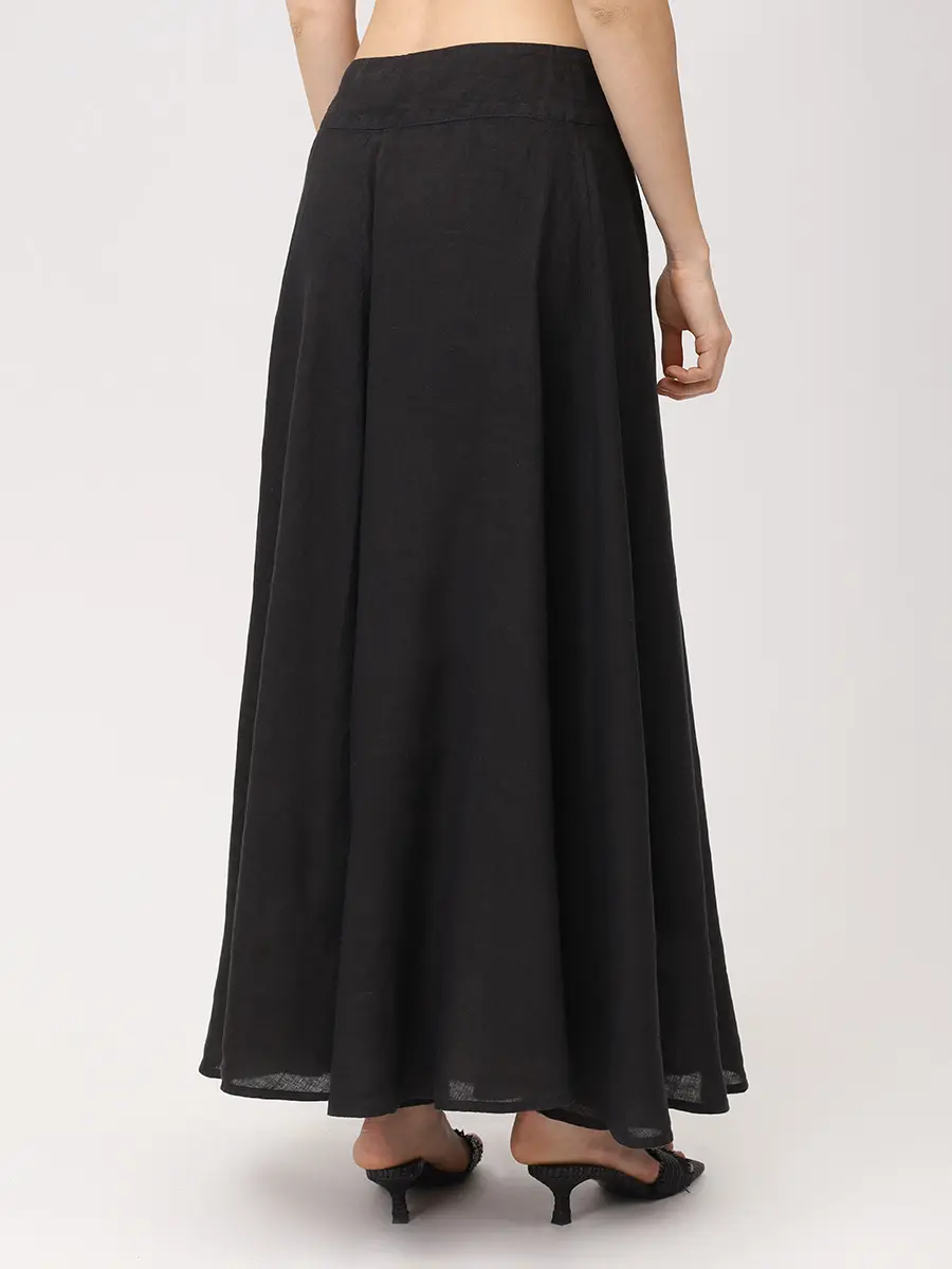 Юбка льняная 120% LINO 33ALIW59AF 000B317 065 Черный  Фото 3