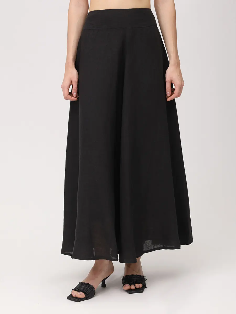 Юбка льняная 120% LINO 33ALIW59AF 000B317 065 Черный  Фото 4