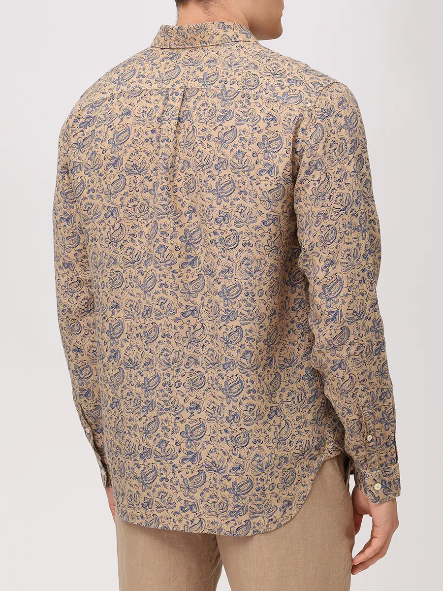 Рубашка льняная 120% LINO 33ALIM1425-G444-000/000092 Цветочный принт  Фото 3
