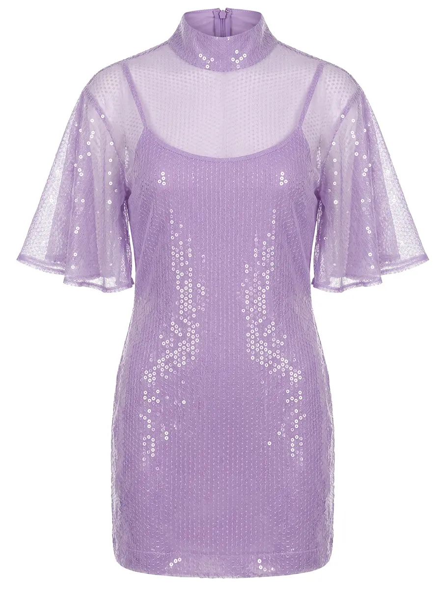 Платье с пайетками DAVID KOMA RE26DK83D/LILAC Фиолетовый 