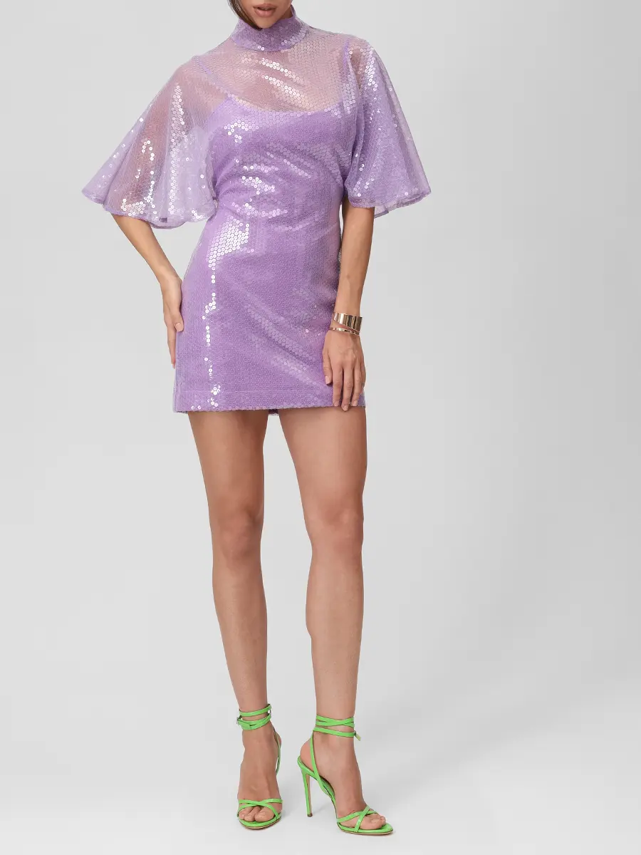 Платье с пайетками DAVID KOMA RE26DK83D/LILAC Фиолетовый  Фото 2