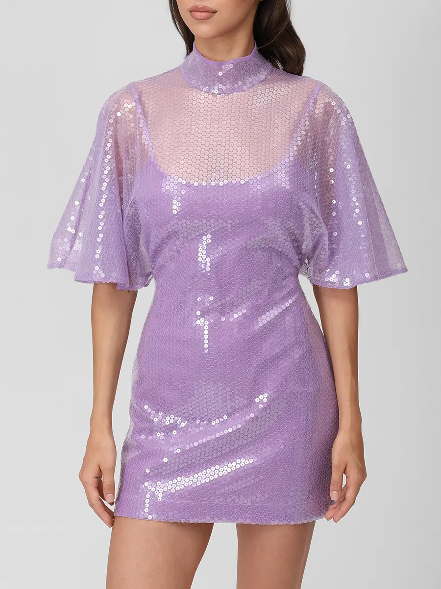Платье с пайетками DAVID KOMA RE26DK83D/LILAC Фиолетовый  Фото 4