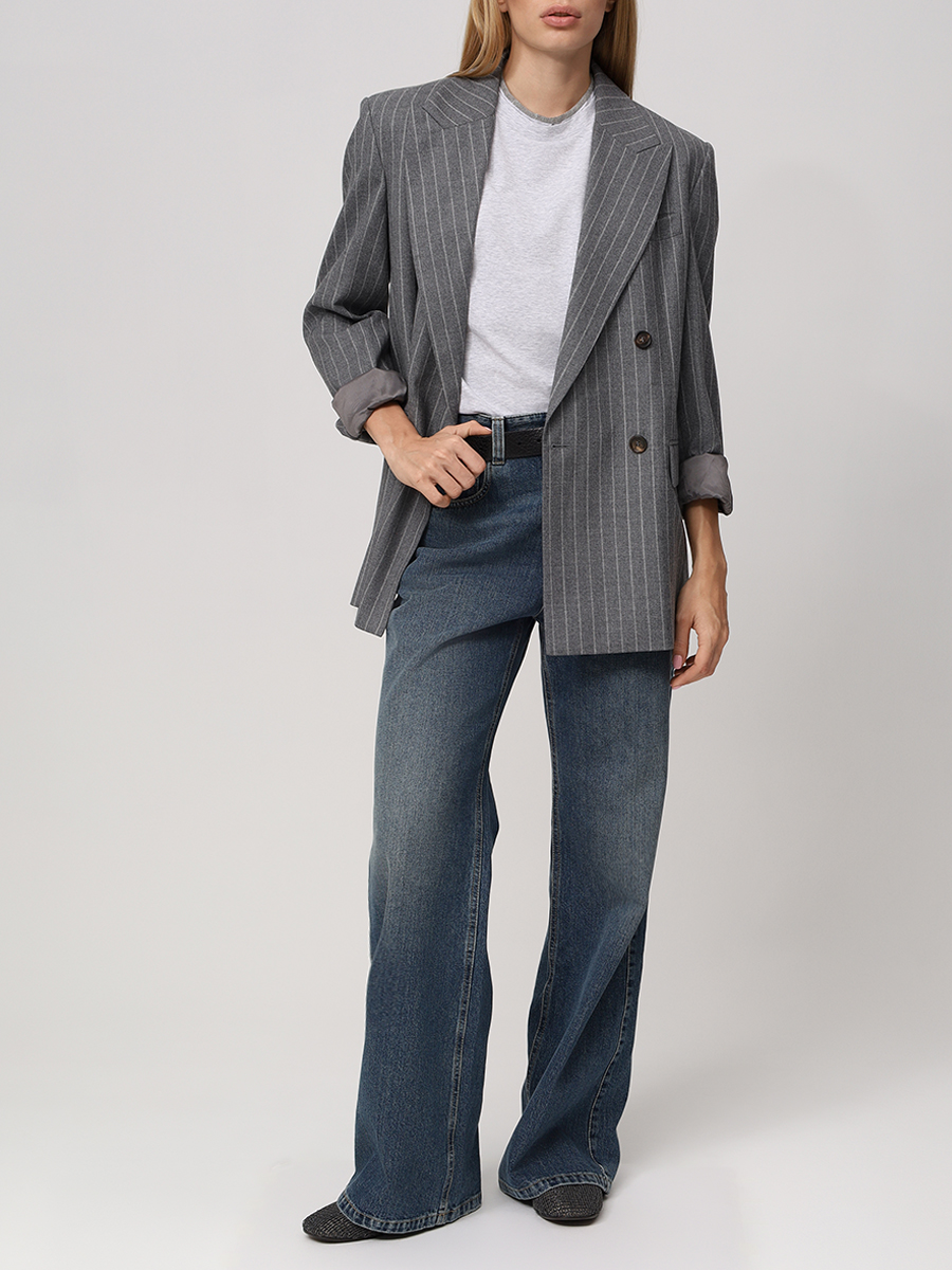 Футболка хлопковая BRUNELLO CUCINELLI M0T18BD200 C8003 Серый  Фото 2