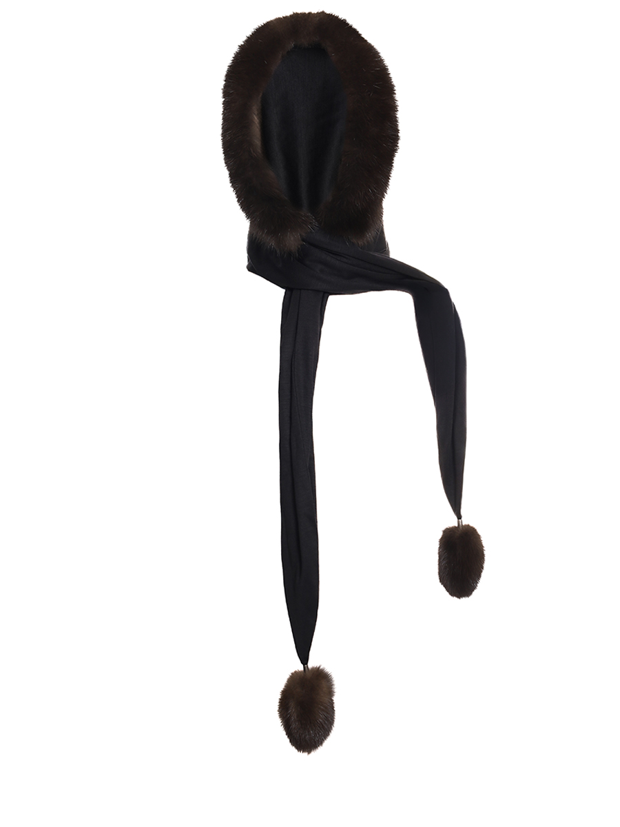 Капор кашемировый с мехом соболя BLACK SABLE