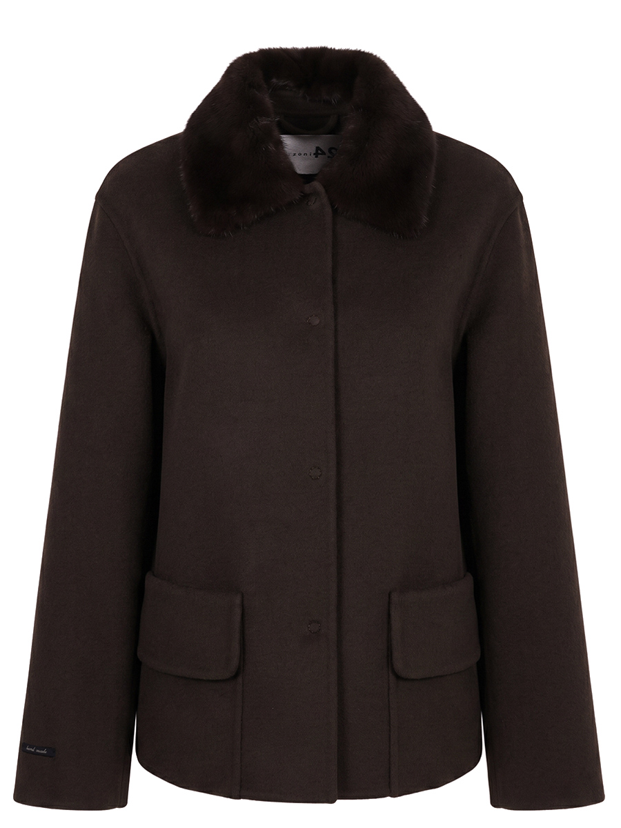 Полупальто из шерсти и кашемира с мехом норки MANZONI 24