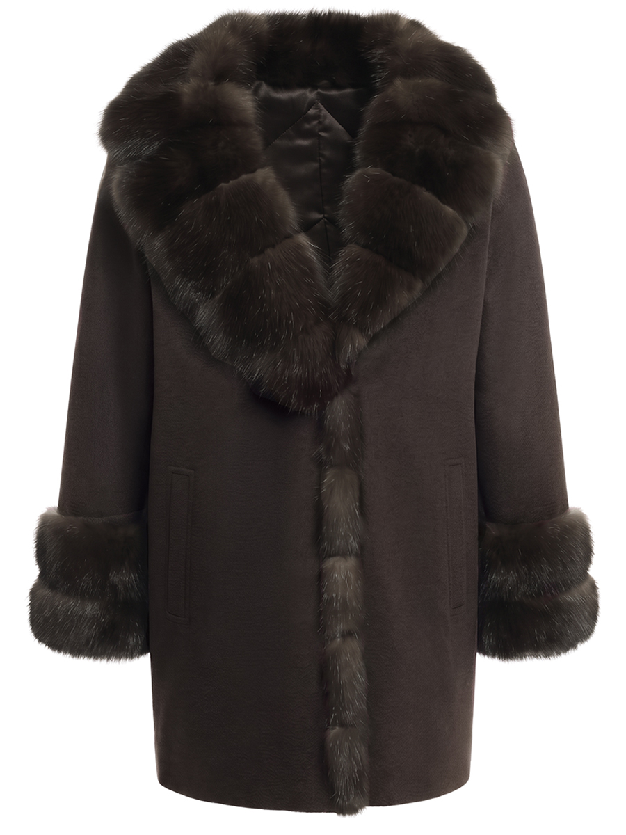 Пальто кашемировое с мехом соболя BLACK SABLE