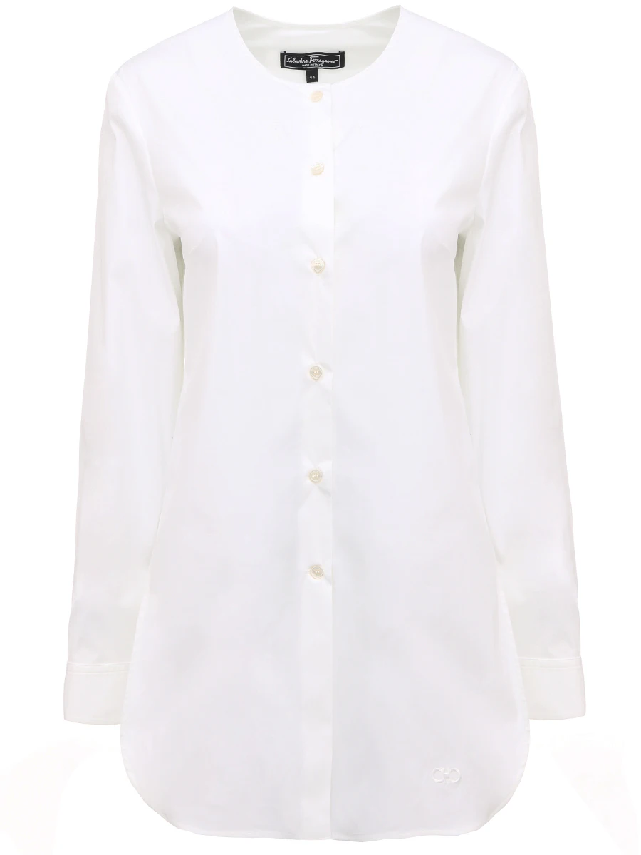 Блуза хлопковая S.FERRAGAMO 0661571 Белый, размер 44 - фото 1