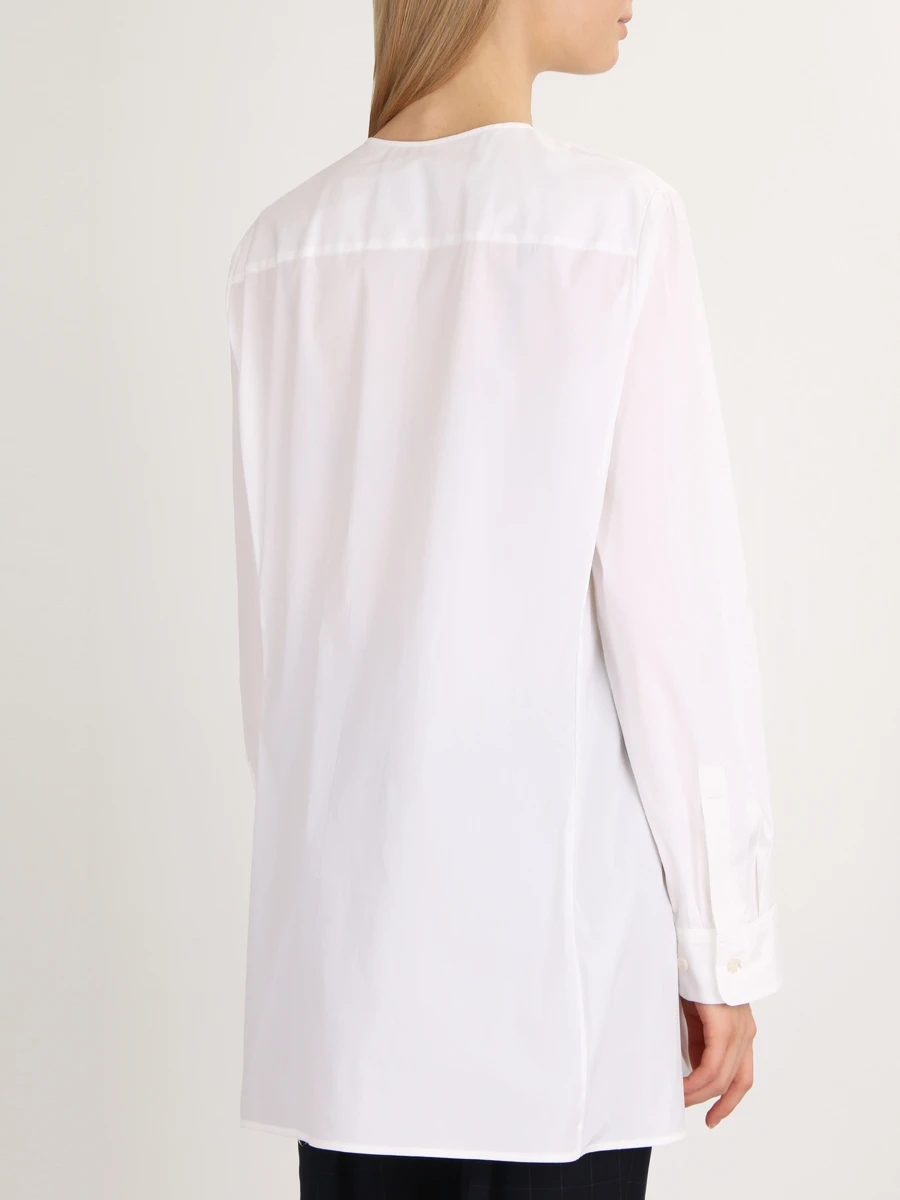Блуза хлопковая S.FERRAGAMO 0661571 Белый, размер 44 - фото 3