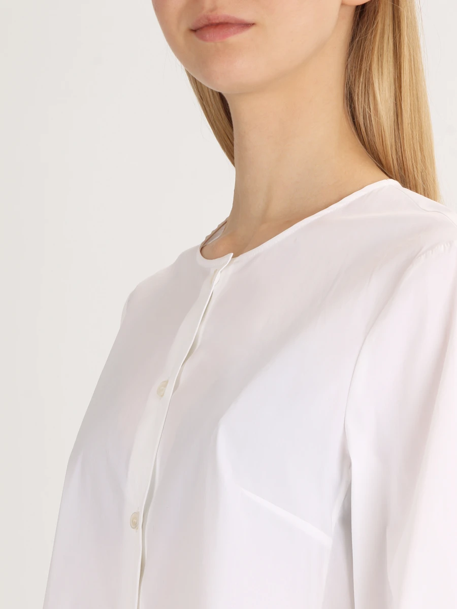 Блуза хлопковая S.FERRAGAMO 0661571 Белый, размер 44 - фото 4