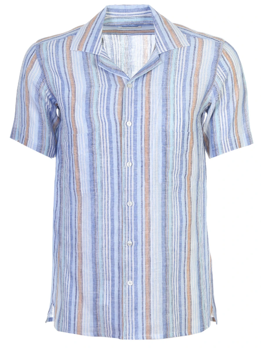 Рубашка льняная в полоску ETRO 1K518 6705 0250, размер 50, цвет голубой - фото 1