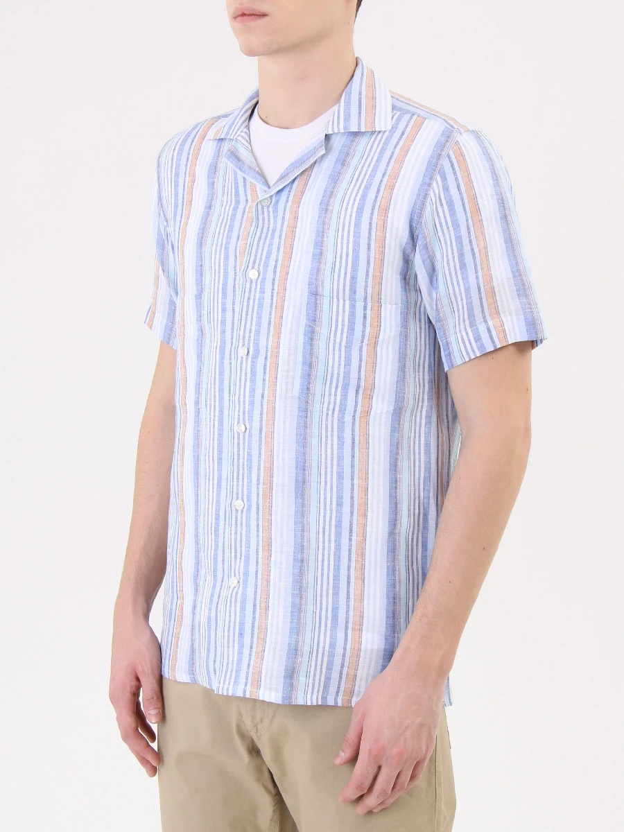 Рубашка льняная в полоску ETRO 1K518 6705 0250, размер 50, цвет голубой - фото 4