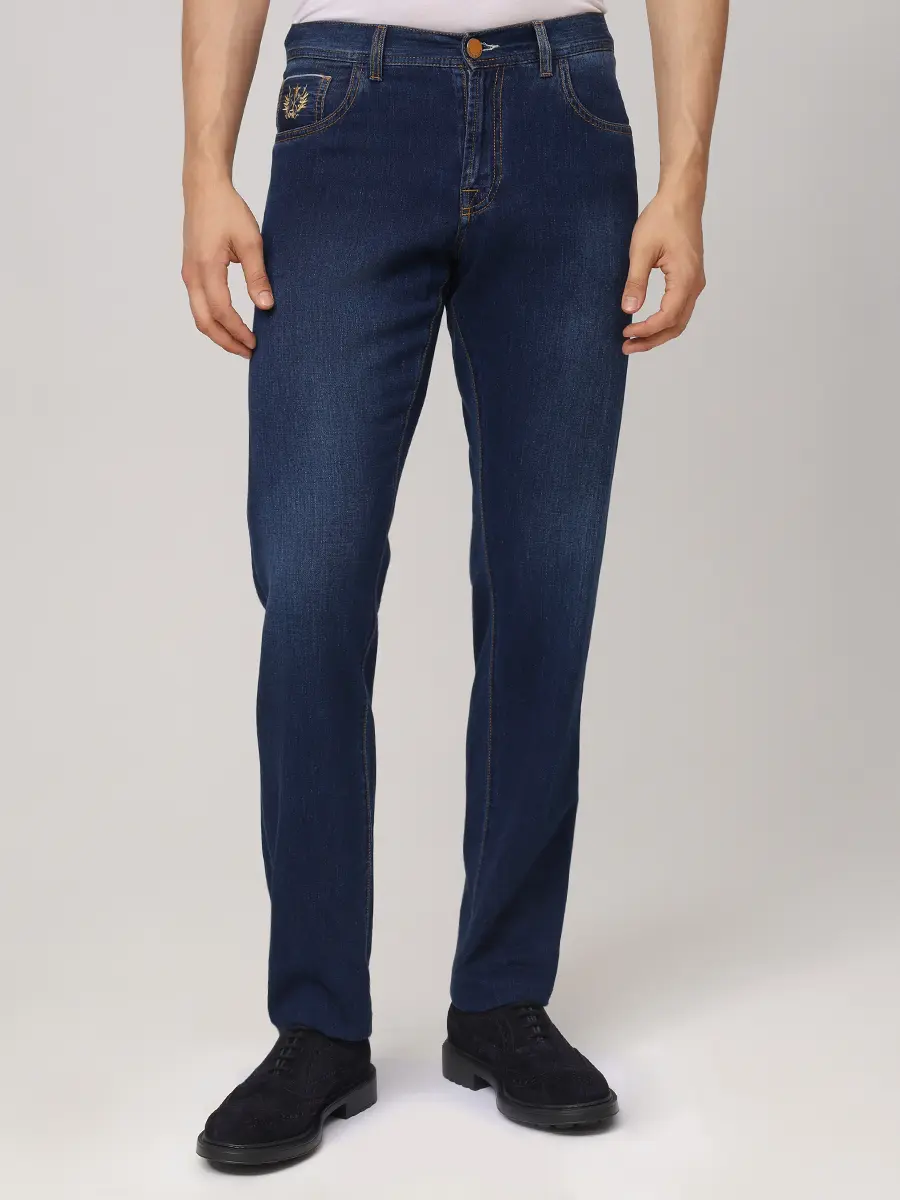 Джинсы Slim Fit хлопковые SCISSOR SCRIPTOR 57/164 Т.Синий/рыж Деним  Фото 4