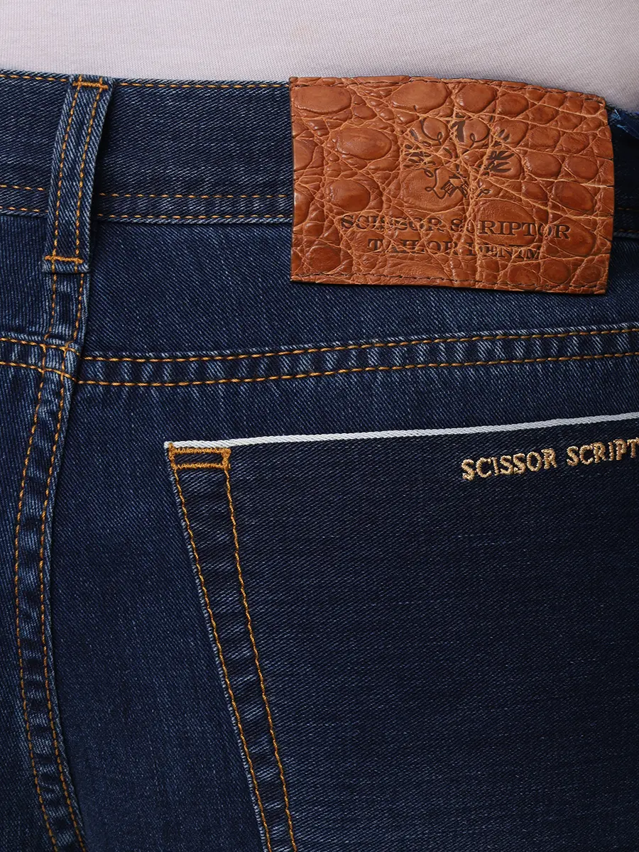 Джинсы Slim Fit хлопковые SCISSOR SCRIPTOR 57/164 Т.Синий/рыж Деним  Фото 5