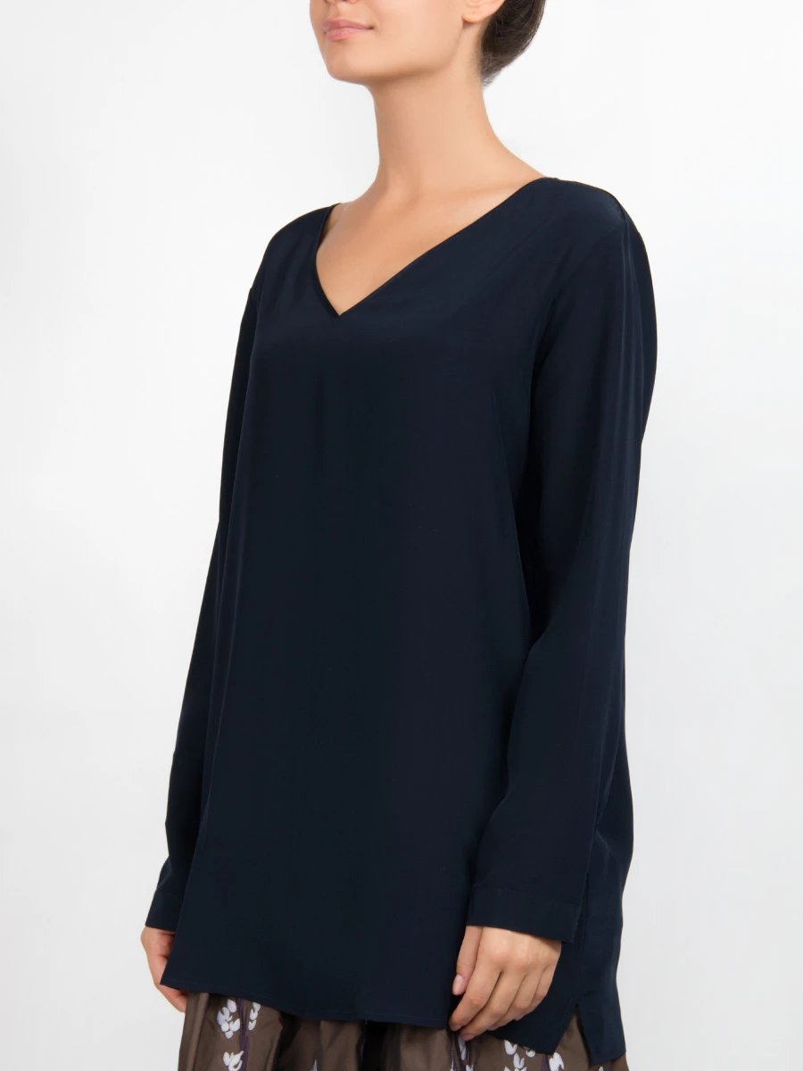 Шелковая блуза GRAN  SASSO 61238/52732 Темно-Синий, размер 48 61238/52732 Темно-Синий - фото 2