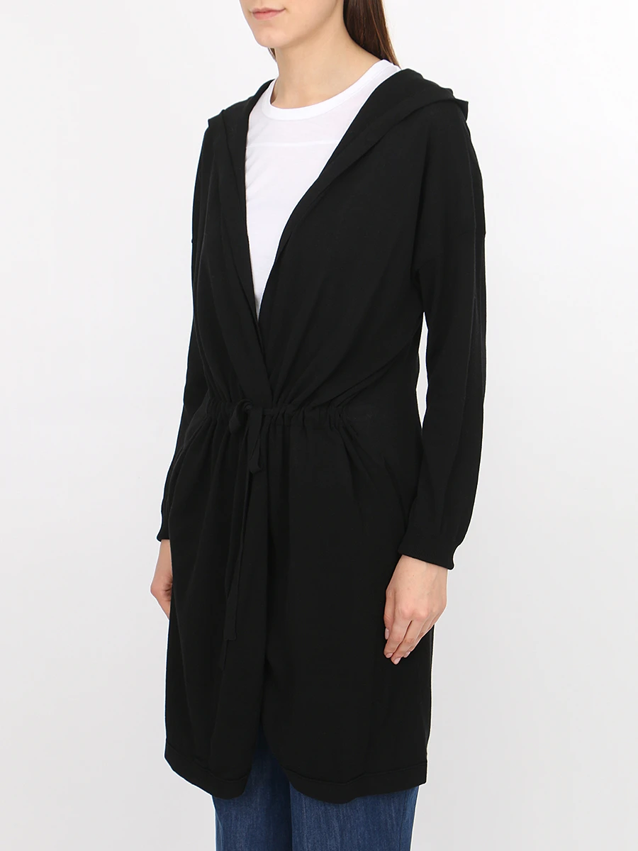Хлопковый кардиган LE TRICOT PERUGIA 26358 1134 999 Черный  Фото 4