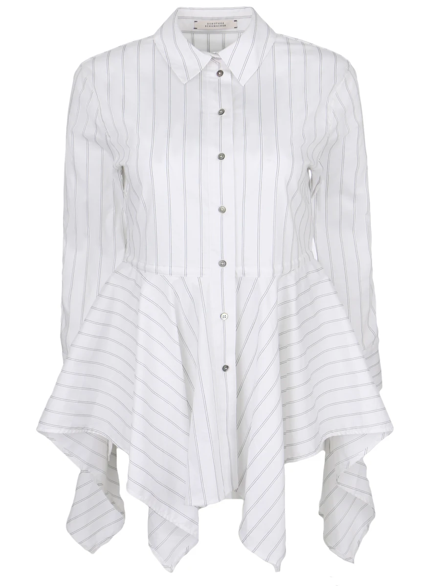 Хлопковая блуза DOROTHEE SCHUMACHER 347903, размер 46, цвет полоска - фото 1