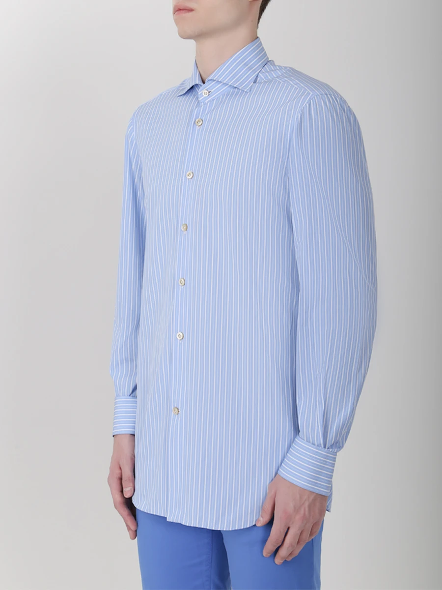 Рубашка хлопковая Regular Fit KITON 462801, размер 58, цвет голубой - фото 3