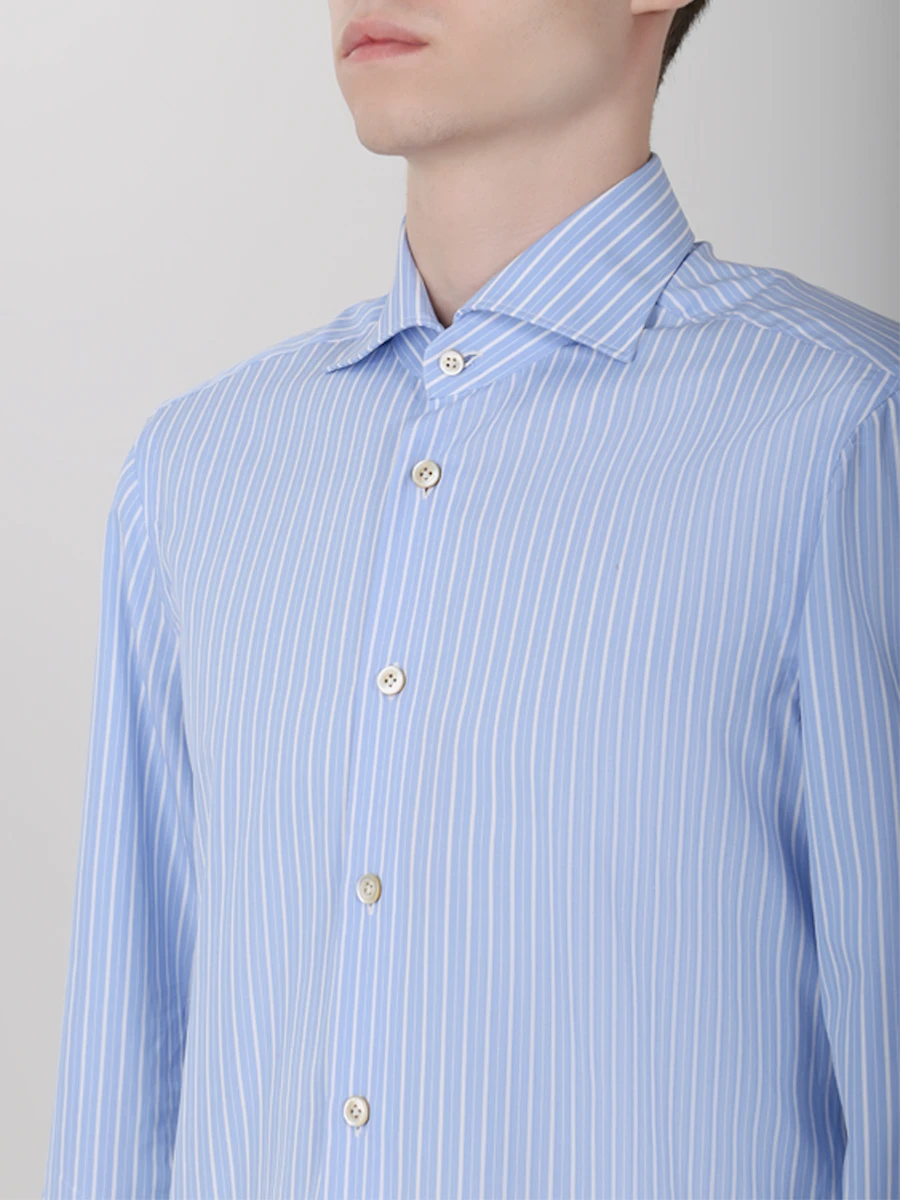 Рубашка хлопковая Regular Fit KITON 462801, размер 58, цвет голубой - фото 4