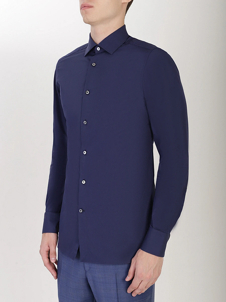 Рубашка хлопковая ERMENEGILDO ZEGNA 501074 9MSOMT G, размер 54, цвет синий - фото 4