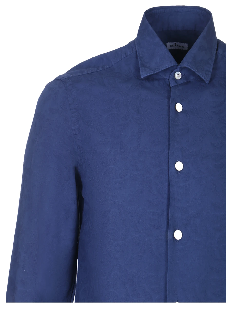 Рубашка хлопковая Regular Fit KITON 507305, размер 50, цвет синий - фото 3